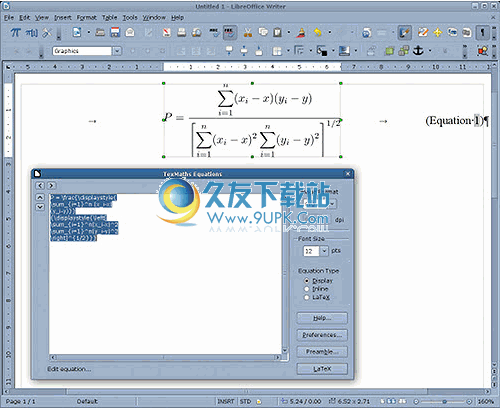 TexMaths下载v0.35英文版_LibreOffice的LaTeX算式插件截图（1）