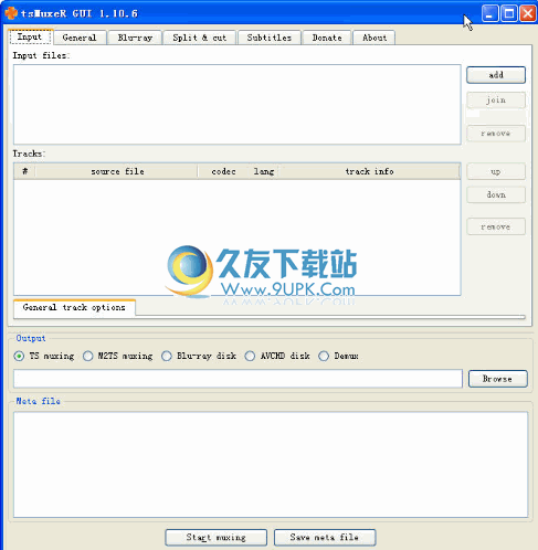 tsMuxeR GUI 2.6.12英文免安装版_封装TS视频软件截图（1）