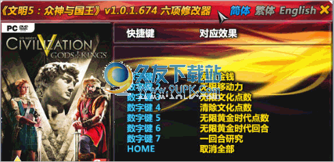 文明5众神与国王修改器 1.0.6中文免安装版截图（1）