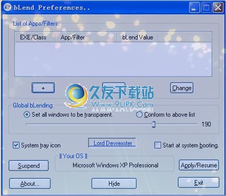 bLend 0.0.0.1英文免安装版[窗口透明化软件]