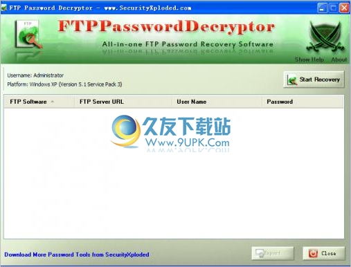 FTP Password Decryptor 2.5英文版[ftp密码暴力破解器]