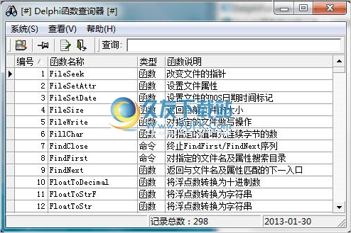 Delphi函数查询器 1.0中文免安装版截图（1）