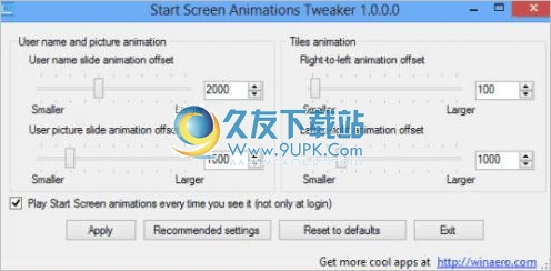 Start Screen Animations Tweaker 1.1英文版截图（1）