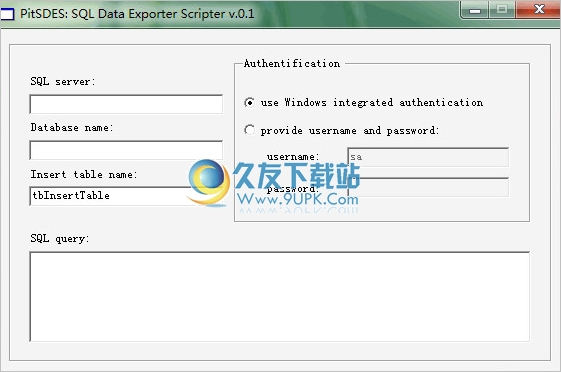 SQLData Exporter Scripter 0.1免安装版[mssql数据库连接生成工具]截图（1）