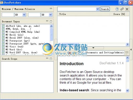DocFetcher  V1.1.15 正式版[硬盘文件搜索器]截图（1）