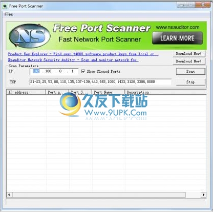 Free Port Scanner 3.3.1英文版[IP端口扫描工具]