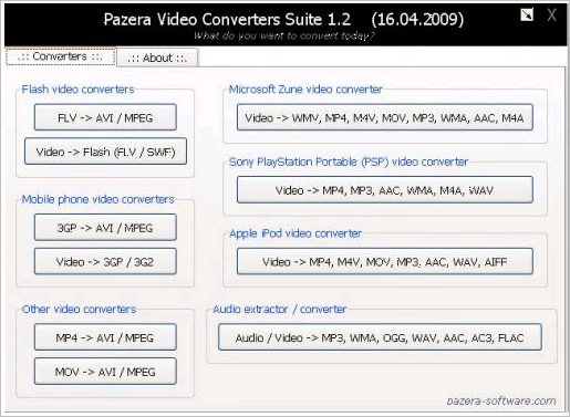 Pazera Video Converters Suite 1.6英文免安装版[视频格式转换器]截图（1）