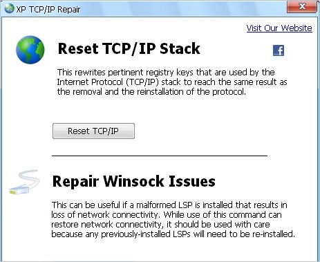 XP TCP/IP Repair 2.2免安装最新版[修复Winsock以及重置TCP/IP程序]截图（1）