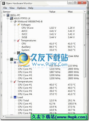 Open Hardware Monitor(监测电脑温度.风扇.电压等) 0.6 Beta绿色英文版截图（1）