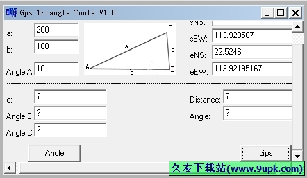 Tirangle Gps Tools 1.0免安装版[Gps距离角度计算器]