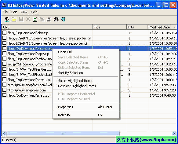 IEHistoryView 1.71免安装汉化版[网页浏览历史管理工具]