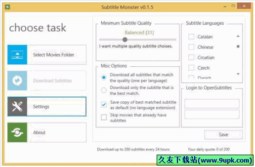 Subtitle Monster 0.1.5免安装版[电影字幕识别下载工具]