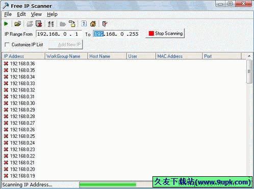 Eusing Free IP Scanner 2.3英文免安装版[IP端口扫描工具] Eusing Free IP