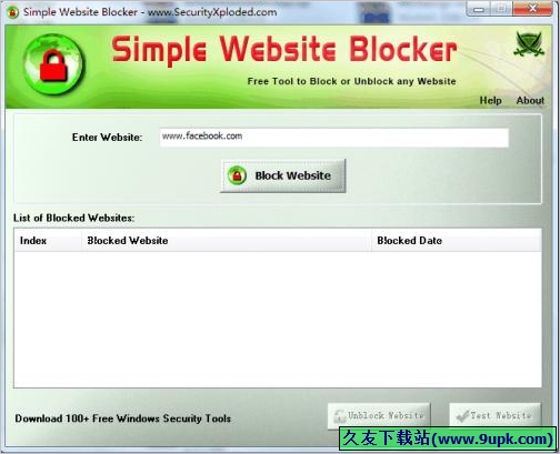 Simple Website Blocker 1.0免安装版[电脑网址屏蔽器]截图（1）
