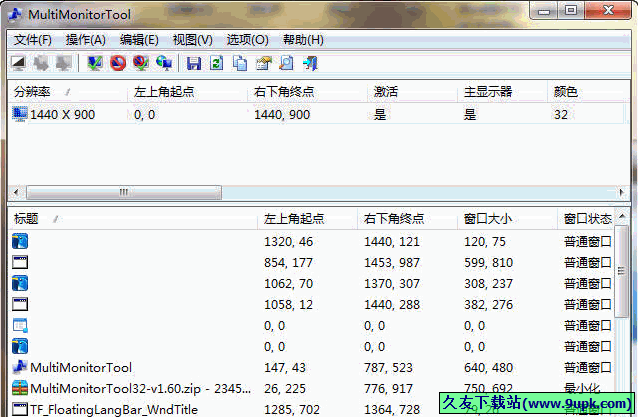 MultiMonitor Tool 1.62中文免安装版[多显示器管理程序]