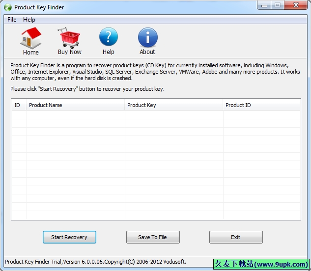 Vodusoft Product Key Finder 6.0.0.10特别版[序列号密钥恢复软件]截图（1）