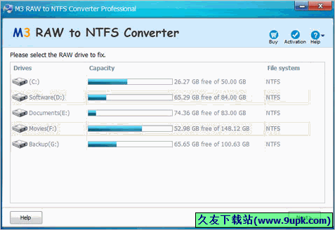M3 RAW to FAT32 / NTFS Converter 3.6.0.0特别免安装版[驱动器修复工具]截图（1）