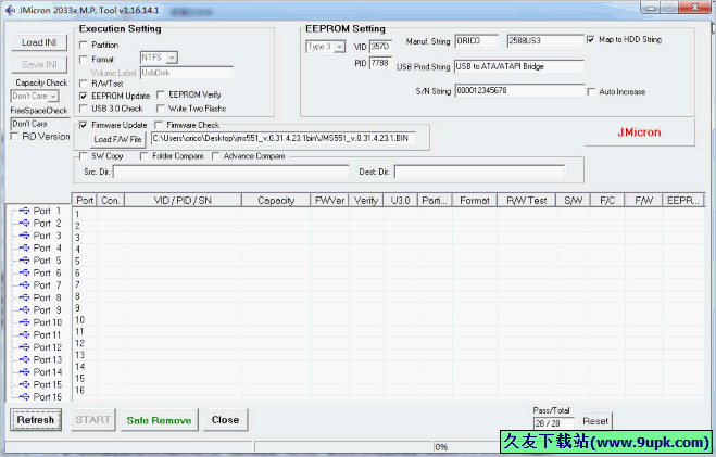 JMicron 2033x M.P.Tool 1.16.14.1免安装版[移动硬盘盒量产工具]截图（1）