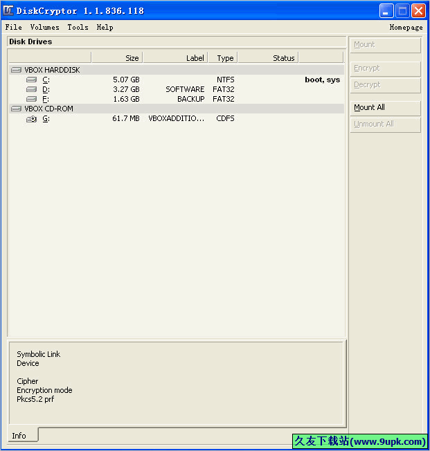 DiskCryptor 1.1.836.118免安装版[电脑硬盘加密软件]截图（1）