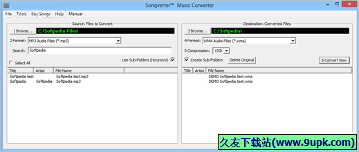 Songverter 1.33免安装版[音频格式转换器]
