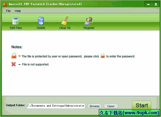 Amacsoft PDF Password Cracker 2.1.5免安装版[PDF文件密码破解工具]截图（1）
