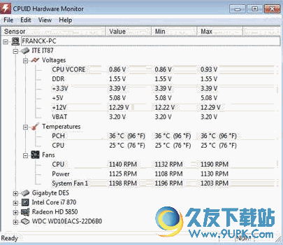 HWMonitor 1.28 (CPU温度监测软件) 免费绿色版截图（1）