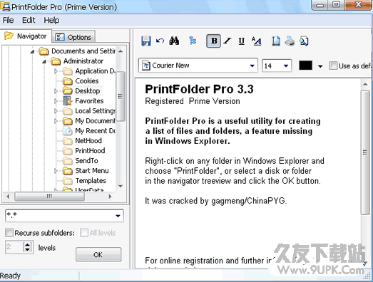 文件列表生成打印工具PrintFolder Pro v3.3 绿色特别版