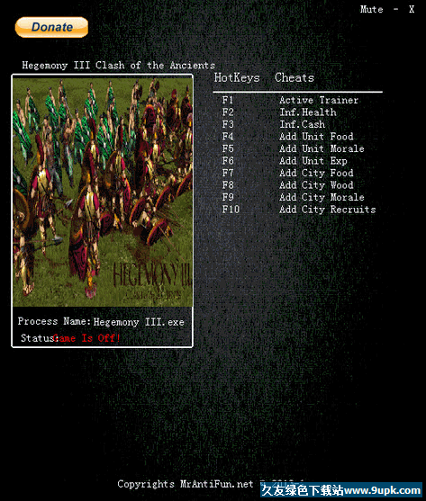 霸权3:远古的冲突3.0九项修改器 绿色版截图（1）