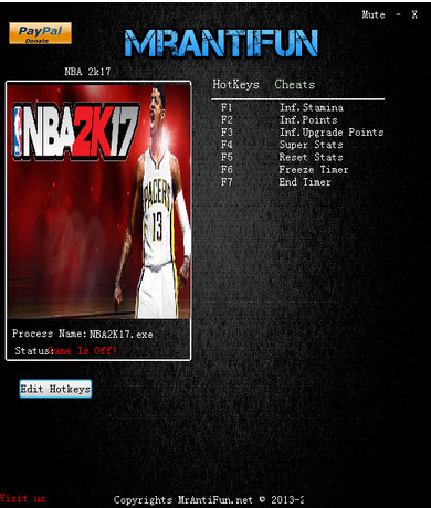 NBA2K17七项修改器 1.3免费版截图（1）