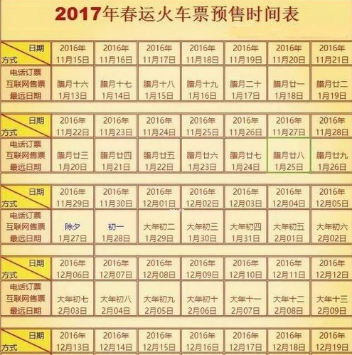 2017年春节抢票日历表 5.1免费版截图（1）