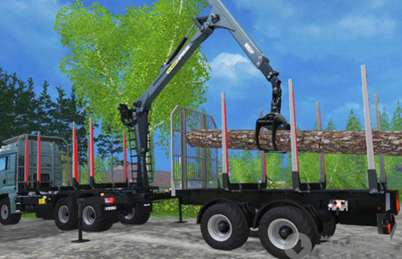 模拟农场15木材拖车mod 1.1绿色版截图（1）
