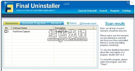 Final Uninstaller(系统垃圾文件清理器)V2.6.8.552绿色英文特别版截图（1）