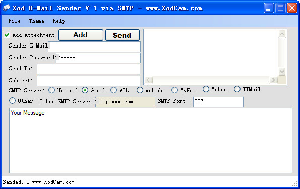Xod E-mail Sender 2.0绿色英文版截图（1）