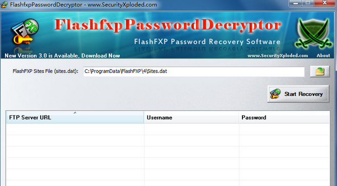 Flashfxp Password Decryptor 1.1免费版截图（1）