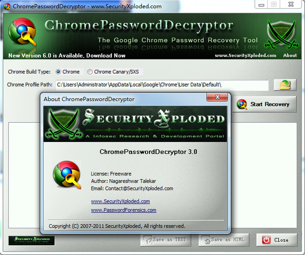 ChromePasswordDecryptor 2.1绿色英文版截图（1）