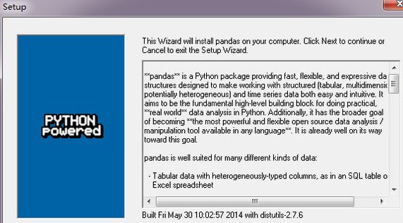 Pandas for python 0.14.1安装版截图（1）