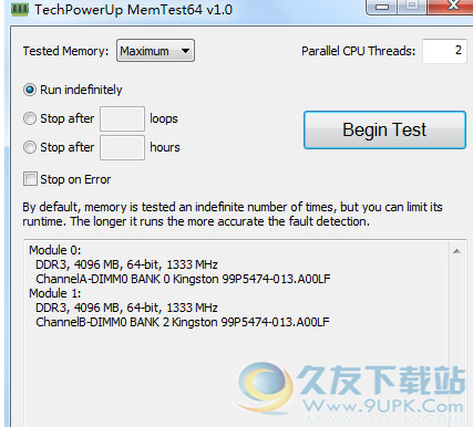 TechPowerUp MemTest64 1.1免费版截图（1）