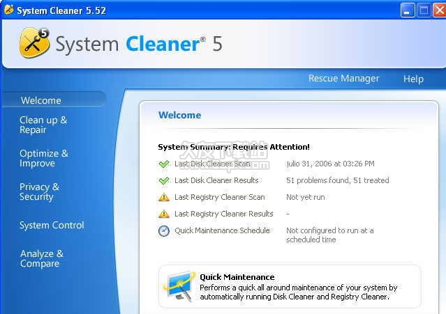 system cleaner 7.7.35.740官方版截图（1）