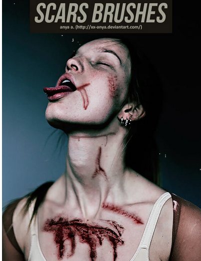 人物带血的伤疤photoshop笔刷插件